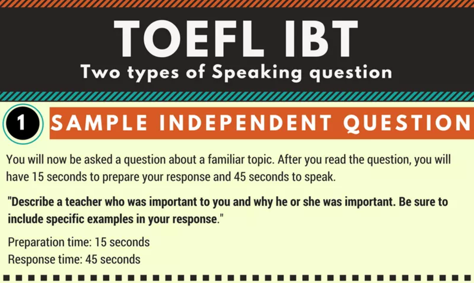 TOEFL iBT Speaking - Two types of question and sample answer